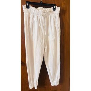 BlankNYC Off-white Trendy Coastal Relaxed Ruffled High Waist Paperbag Joggers S